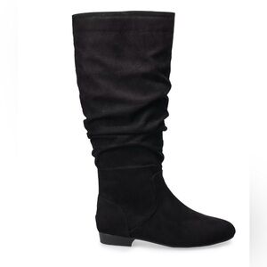 Women's Black Faux Suede Knee-High Boots